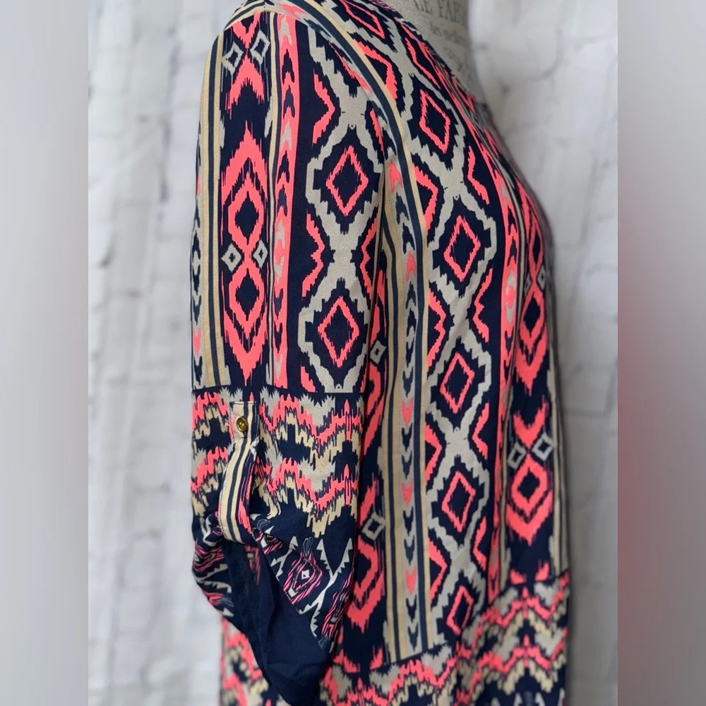 Wishful Park Geometric Blouse - Pink and Navy - Picture 3 of 4
